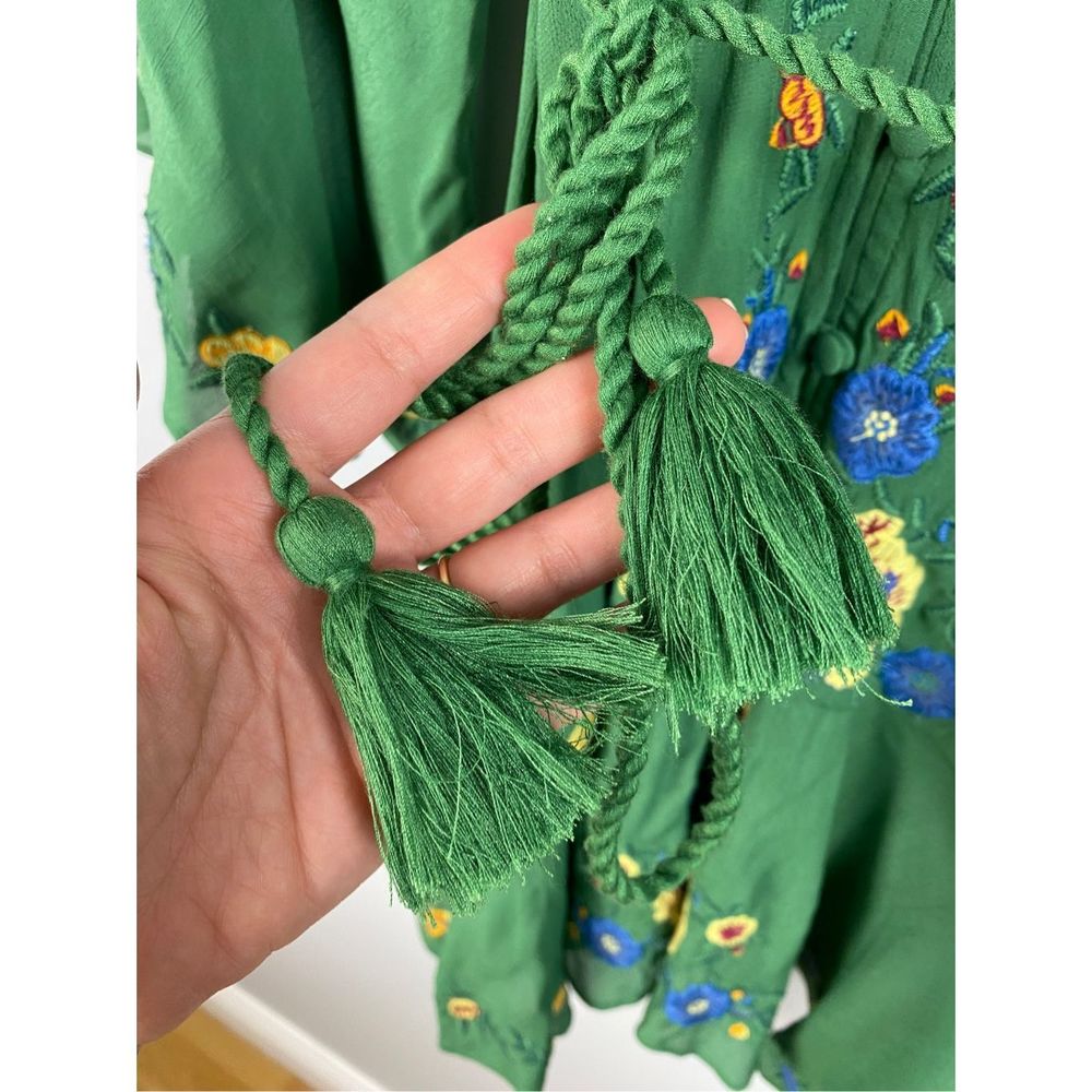 Farm Rio Jessalyn Embroidered Floral Belted Dress Green - Picture 5 of 12